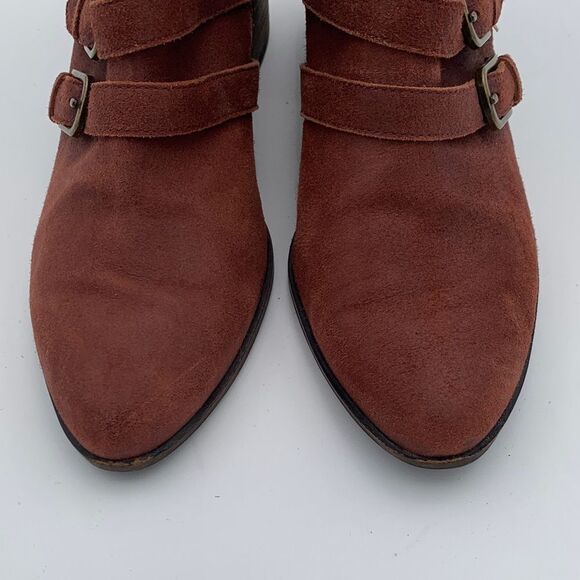 Lucky Brand equestrian style Suede Ankle Boots - Rust colored size 8.5 - Picture 3 of 12